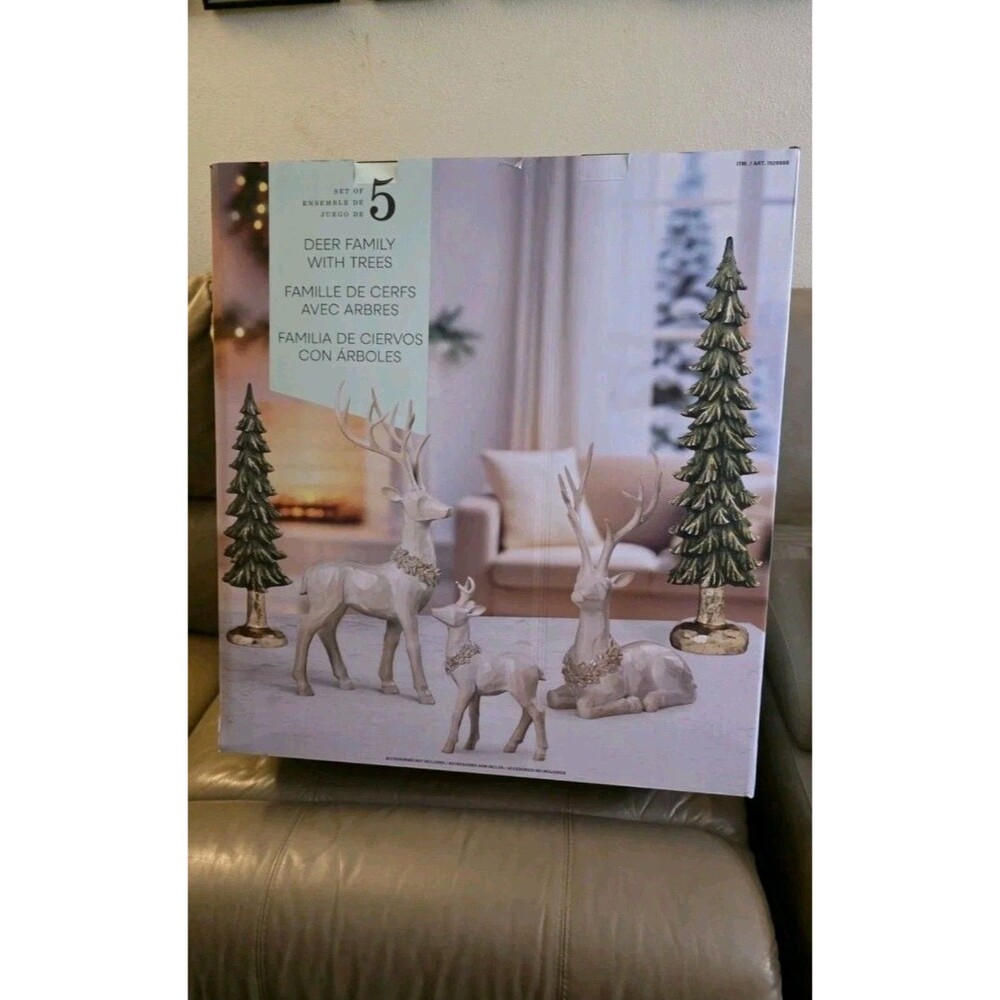 Deer Family &Trees-Set of 5 Costco 2026 Holiday Edition LARGE Ornaments & GIFTS